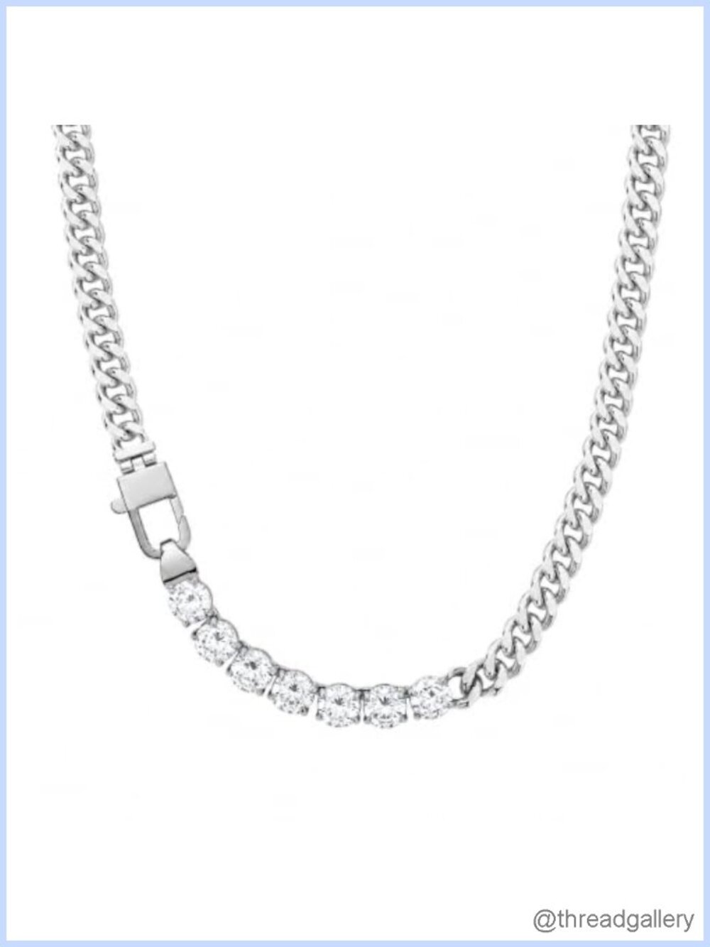 18K Gold Plated Tennis Necklace Zircon Claw Setting Padlock Clasp 18 Inch